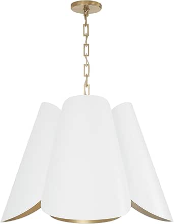 Capital Lighting 355441RE Maeve Chic Style Metal Pendant Ceiling Light, 4-Light 240 Total Watts, 19" H x 27" W, Matte Brass and White
