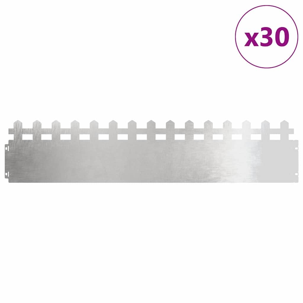 Bordure de pelouse 30 pièces 103 x 0,05 x 22 cm Acier inoxydable argenté