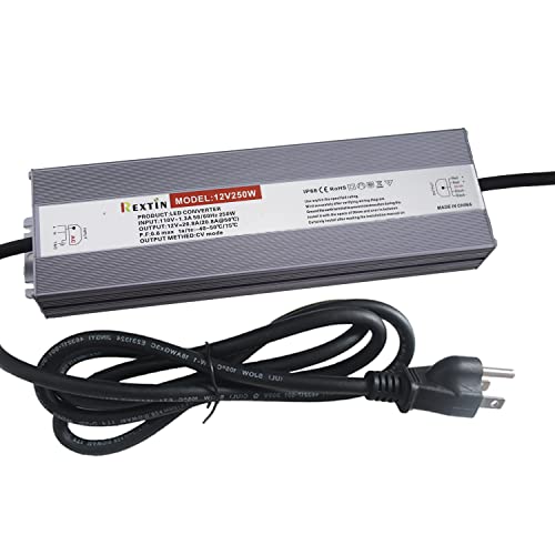 Image of Rextin DC 12V 250W 21A Led Power Supply Constant Voltage LED Transformer IP67 Waterproof Aluminum Alloy Shell for LED Lighting Led Strip Led Module LED Power Accessories (250W) (250w 20.8A)