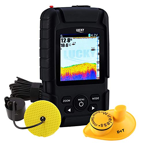 2-in-1 LUCKY Rechargeable Fishfinder Depth Wireless 147ft (45m) Transducer Depth 328ft (100m) Waterproof