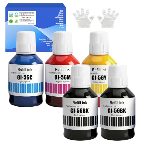 Encre GI-56 compatible Canon MAXIFY GX6050 GX7050 GX3050 - Pack de 5 bouteilles recharge