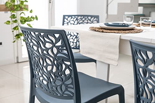Miniatura 2 de Sillas De Resina Moderna Apilables De Polipropileno Con Fibra De Vidrio, Para Interior, Cocina O Comedor, Exterior Y Jardín, Sillas De Restaurante Y Contract - Anna 2 Sillas, Azul Petróleo