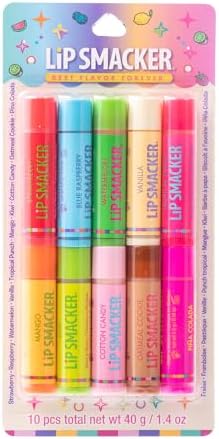 Lip Smacker Original & Best Party Pack - 10 Moisturizing Lip Balms, Classic Flavors, Hydrating & Protecting - Cruelty-Free- Oatmeal Cookie