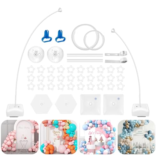 Reusable Balloon Arch Kit - Free Bending Shape 8.2ft-5ft Adjustable Balloon Arch Stand with Base and Durable Fibre Poles Balloon Hoop Frame for Wedding Graduation Birthday Party Christmas Decorations