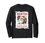 Père Noël : recherché pour Niveaux illégaux d'esprit de fête Manche Longue