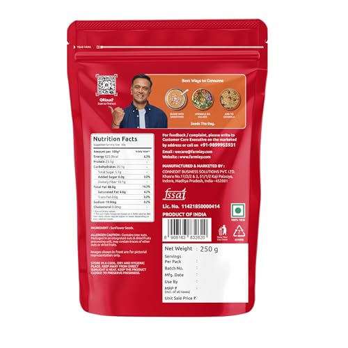 Image of Farmley Sunflower Seeds 200 gram I Sunflower Seeds for Eating | Diet Food | Healthy Snack | Raw seeds | Weight management | Source of Antioxidants Pack of 1
