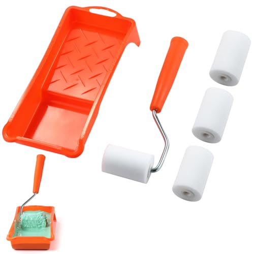 Mini Rodillo Pintura de Espuma,Rodillo Pequeño para Pintar,Rodillo de Pintura,Bandeja Pintura Rodillo,Rodillo Pintura Pared,Rodillo Espuma Pintura,Kits de bricolaje para la decoración del hogar