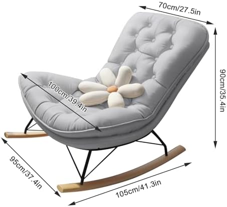 Patio Leisure Rocking Chairs，Upholstered Glider Rocker with High Backrest,Indoor Upholstered Rocking Chair,Modern Rocking Chair,Wide Seat Rocker Chair for Bedroom, Nursery Room, Living Room(