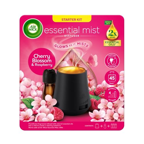Air Wick Cherry Blossom & Raspberry Essential Mist Kit 20ml Lasting for up to 45 days per refill Air Freshener
