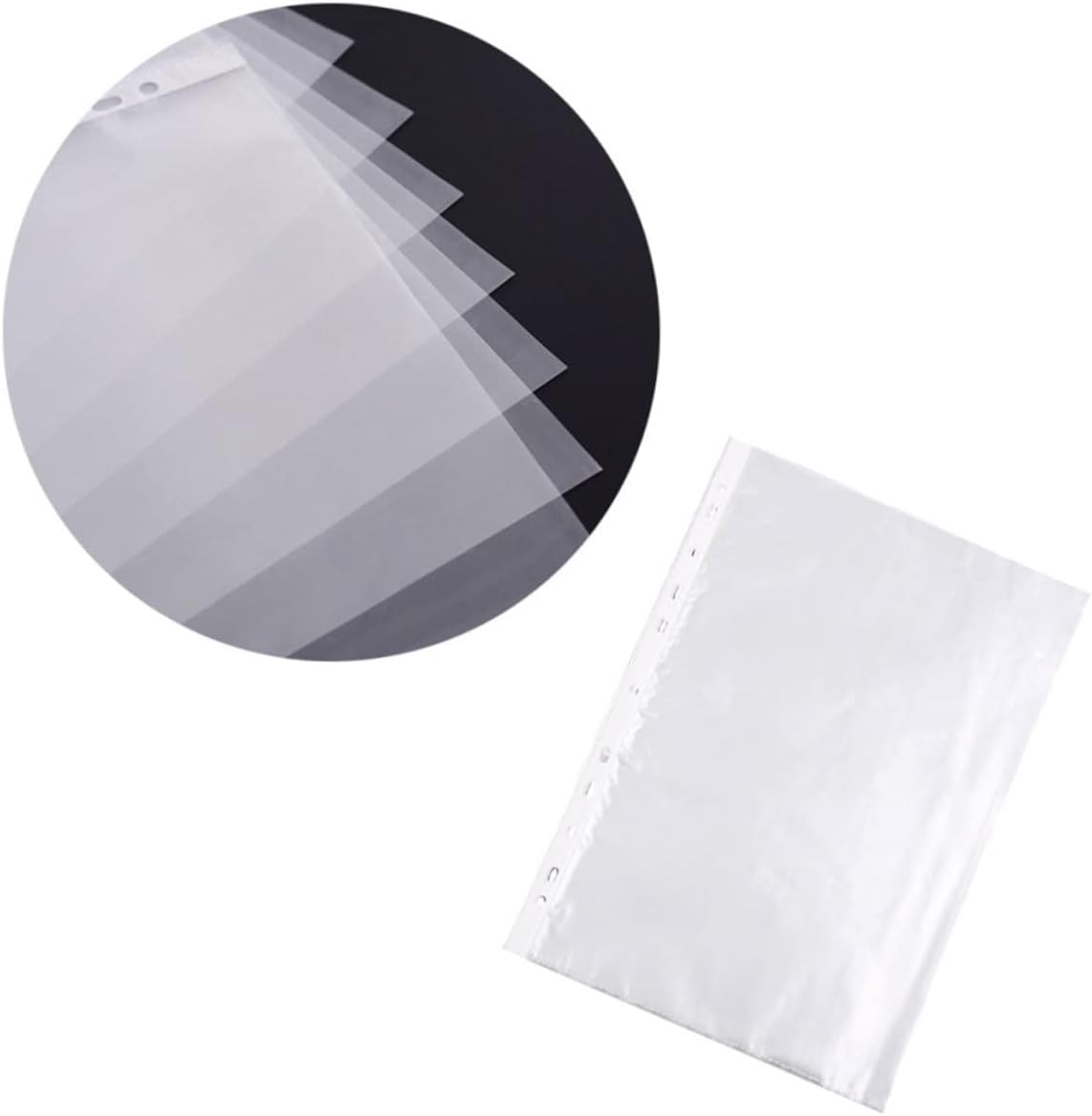 100pcs Clear Sheet Protectors Punched File for Office Use Loose Leaf Protectors Transparent Design for Easy Viewing and