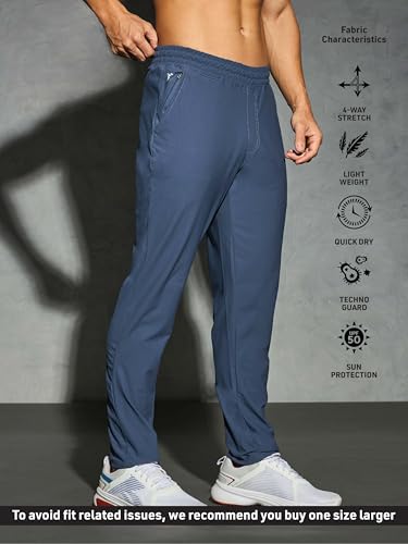 Image of TECHNOSPORT Men's Regular Fit Mid Rise Solid Plus Size Trackpants with Quick Dry, Anti Microbial, SPF50+ for Regular and Sports Use