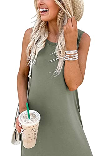 Image of Hount Women's Casual Summer Sleeveless Dress Loose Split Maxi Dresses with Pockets