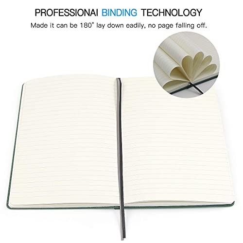 Hardcover-Notebook-Journal-Lined-Journal-for-Writing-180-Lay-Flat-DesignThick-Paper-with-Back-Pocket-Elastic-Closure192-Pages-57-x-83-Inch-Green-Ruled