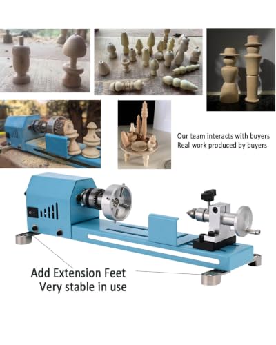 Image of Mini Wood Lathe Machine Infinite Speed Control Multi-Purpose Type For Desktop Supports Wood Sawing, Polishing, Grinding The Professional Set Of Accessories Comes With Instructions For Easy Use