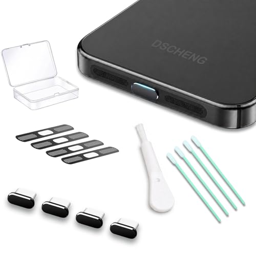 Evita fallos de carga con el tapón antipolvo USB C de metal y cubiertas de altavoz x4