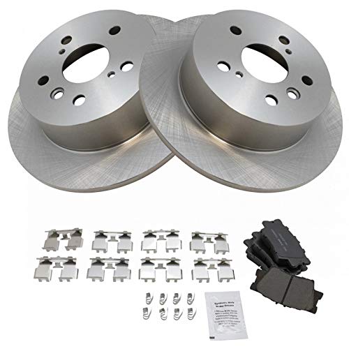 Image of TRQ Rear Ceramic Brake Pad and Rotor Set | For 12-17 Toyota Camry 13-18 Lexus ES300h 13-18 Lexus ES350 13-18 Toyota Avalon