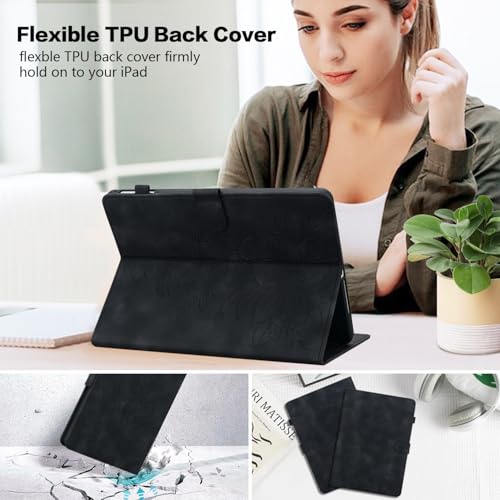 Coque Samsung Galaxy Tab S8 S7 antichoc en simili cuir embossé lys noir - 6