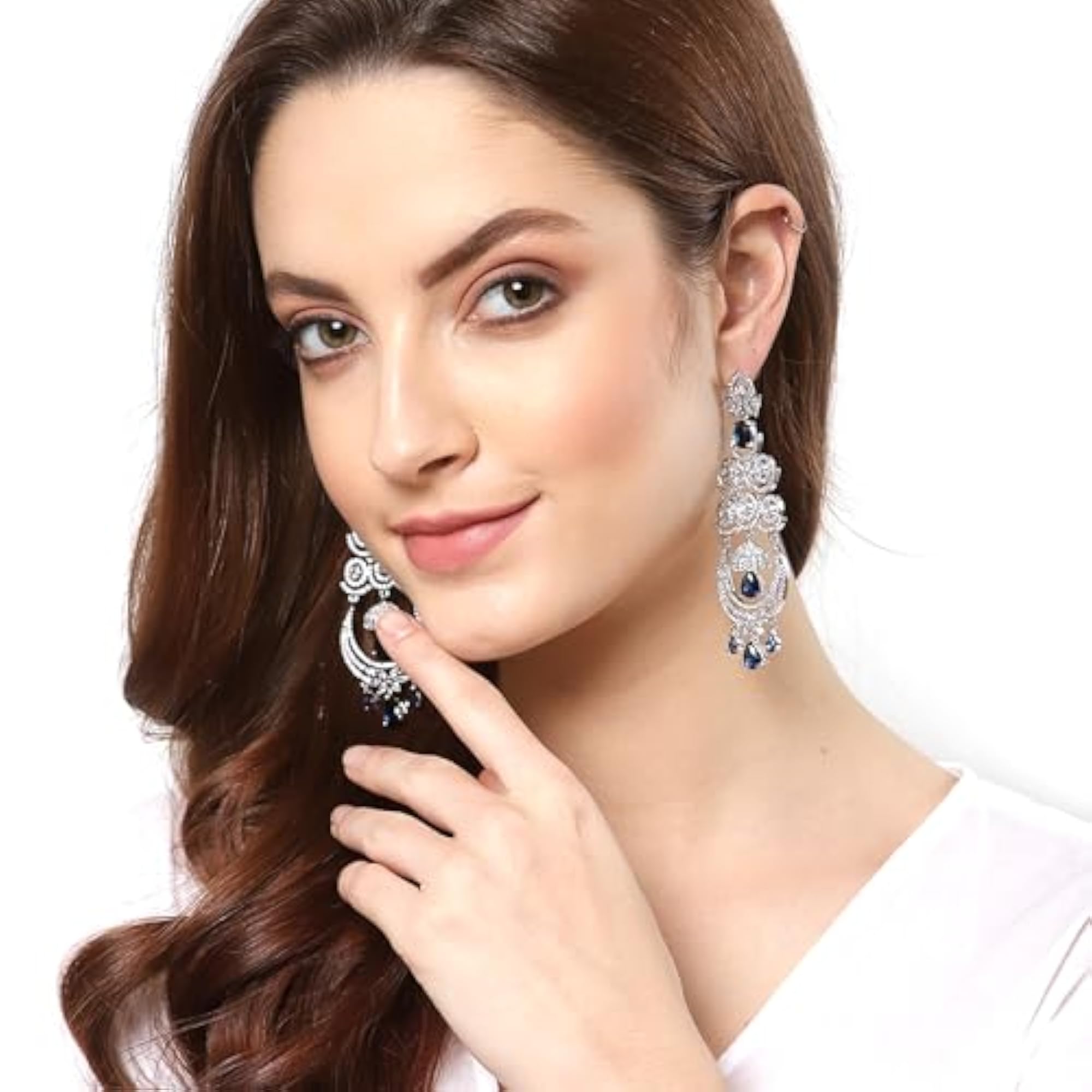 Floral Shaped Diamond Dangle Chandelier Earring