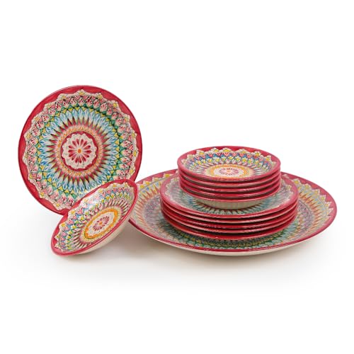 Rishtan Lagan Plov Set Mehrob Rojo 13 Piezas | Pintado a Mano Uzbekistán | Ljagan Plate Ø 42 cm + 6 platos | Vajilla Oriental para 6 Personas | Vajilla Oriental para 6 Personas | Lяган сервиз для Rishtan Lagan Plov Set Mehrob Rojo 13 Piezas | Pintado a Mano Uzbekistán | Ljagan Plate Ø 42 cm + 6 platos | Vajilla Oriental para 6 Personas | Vajilla Oriental para 6 Personas | Lяган сервиз для