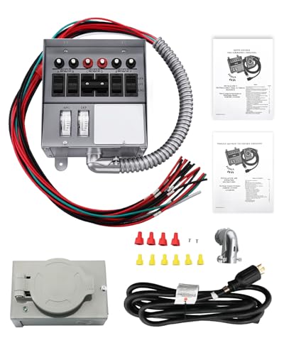 Misakomo 31406CWK 30 Amp 6-Circuit Pro/Tran Transfer Switch Kit 6-Circuit Transfer Switch Control Kit for Portable Generators (7500 Watts) Gray