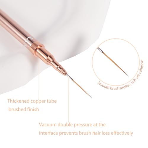Image of 1Pcs Nail Art Liner Brush, 15mm Thin Precision Bristle Nail Art Brush with Rose Gold Metal Handle, Fine Detail Brush for French Tips, Intricate Nail Art Designs