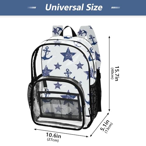 Navy Blue Anchor Pentacle Beige Clear Backpack Women Cute Girls Backpack Kids Boys Approved Shoulder Bag4