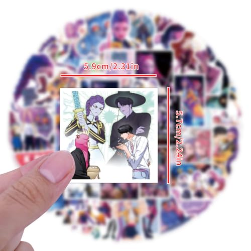 Image of 110pcs Demon Hunters Movies Stickers Pack,Vinyl Waterproof Demon Hunters Decal for Water Bottle Laptop Toy Sticker for DIY Decorate Bumper Phone Hard Hat Kids Teens Gifts