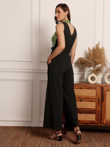 Image of Miss Chase Women's Keyhole Neck Regular Sleeve Regular Length Jumpsuit with Pockets