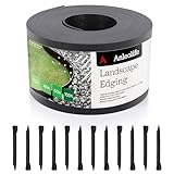 A ANLEOLIFE 40FT Flexible Plastic Landscape Edging Coil, 5' Black Garden Border for Yard, Flower Beds & Pathways, Anti-UV, 12 Stakes for Easy Install
