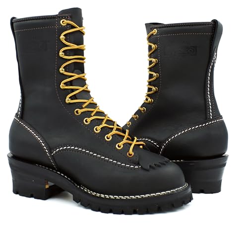 Wesco Highliner 10" Spur Climbing Lace-Up Boots – Oiled Leather, Lug Sole, Black Size 10 D