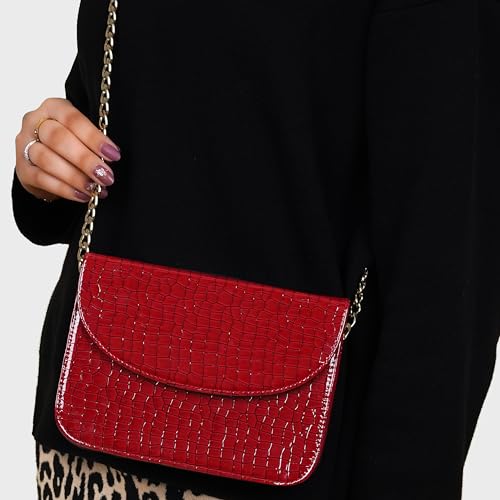 Image of The Wallet Store Leather Sling Bag For Women | Ladies Purse Wallet | Best Gift For Mother, Sister, Wife, Girlfriend, Etc (Red)