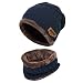 VBIGER Winter Beanie Hat Scarf Set Warm Knit Hat Thick Knit Skull Cap For Men Women (Navy Blue)