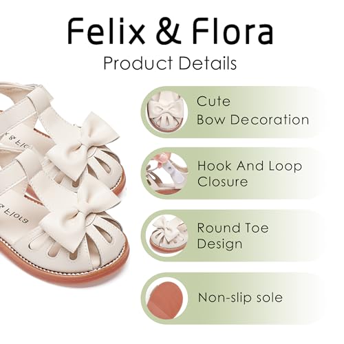 Image of Felix & Flora Toddler Girls Sandals Soft Rubber Princess Flat Shoes Flower Girl Shoes