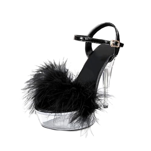 Women's Clear Platform Stiletto High-heeled Sexy Ankle Strap Dance Heels Sandals