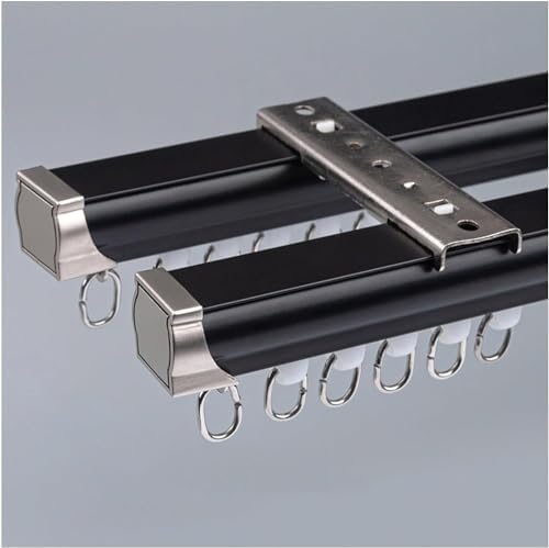 Heavy Duty 3.6ft Aluminum Double Track Curtain Rail Kit - Ceiling & Wall Mounted Room Divider for Versatile Window Treatments, Perfect for Home & Office Use