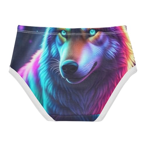 Cotton Girls Underwear Toddler Neon Rainbow Wolf Cool Panties Little Girl Funny Undies Kids Briefs 2t2