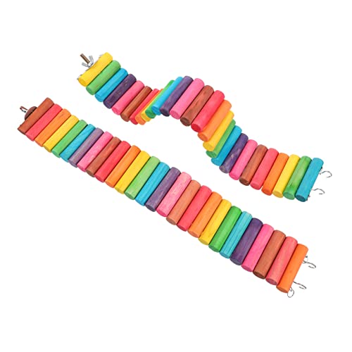 HANABASS 2Pcs Wooden Hamster Ladder Multi Function Decorative Bridge for Exercise Balance and Coordination Development Pets and Design