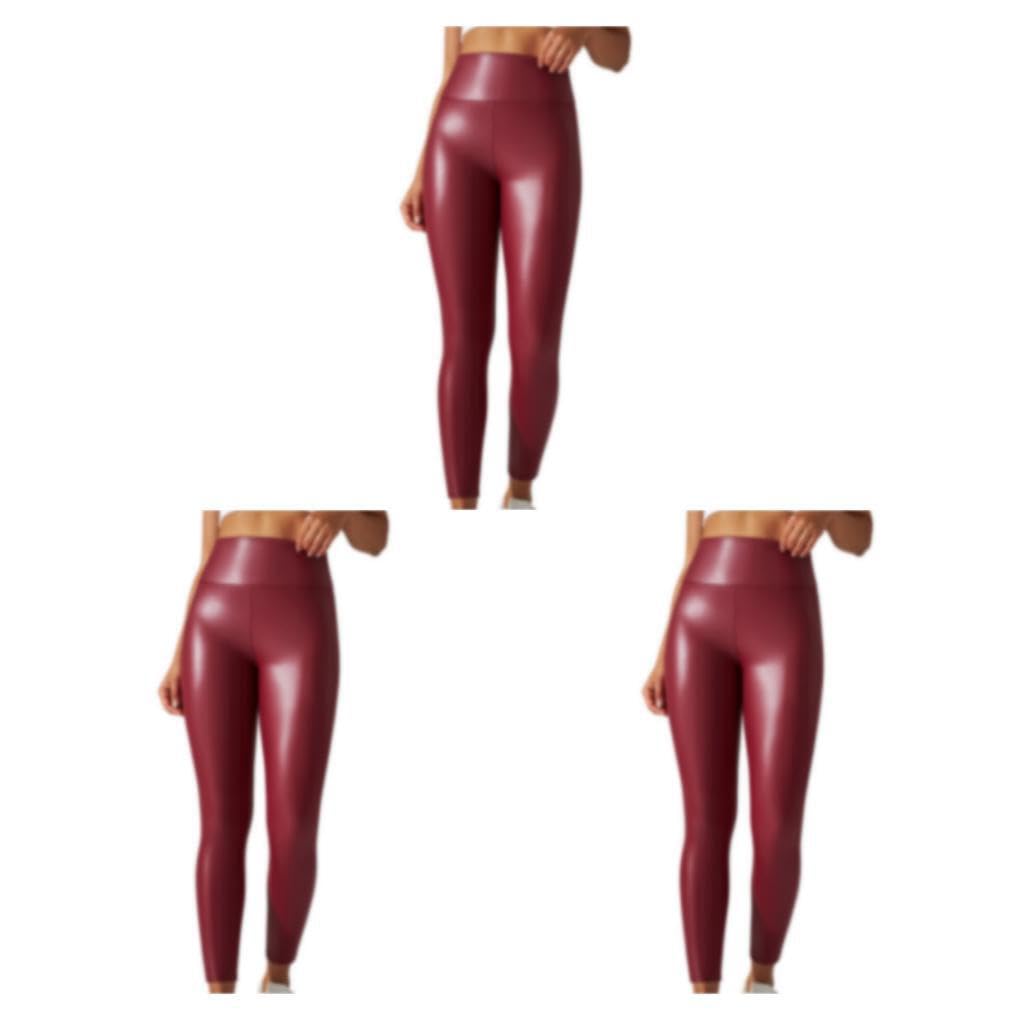 Damen Leder Leggings Yoga Bleistift Hose Skinny Push Up Hose einfarbig Freizeit Mode Strumpfhose große Größe