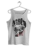 Herren Tank Top Muscle Shirt Muhammad Ali Boxen Sport Trikot Cassius Clay, Farbe:Graumeliert, Größe:3XL
