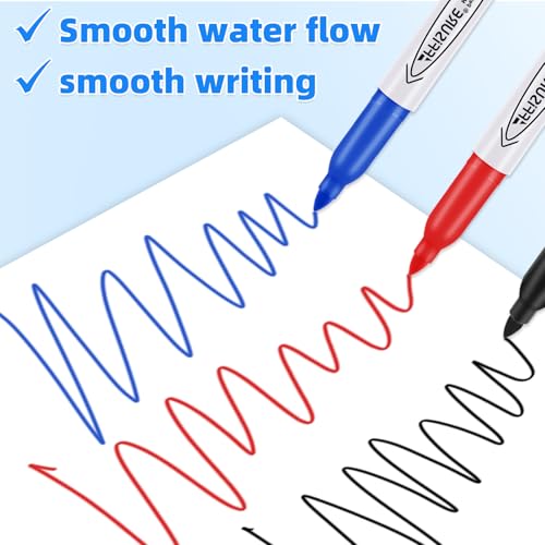 Image of Permanent Markers, Black, Blue, Red, 15 Pack, Fine Point,Assorted Colors Set, Works on Wood, Plastic, Metal, and More, for Adults, Artist, Teacher, Kids