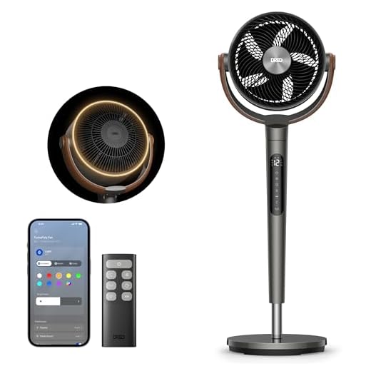 DREO 25 dB leiser Smart Standventilator, 110 cm Höhe 6 Modi 8 Geschwindigkeiten 120°+105° Omni-direktionale oszillierende Ventilator mit Fernbedienung Sprachsteuerung für Schlafzimmer, PolyFan 513S