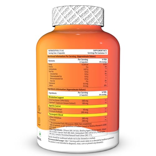 Image of NATURYZ FIREBURN XT Advanced 7X Multi-Action Thermogenic Burner for Men & Women | Clinically researched ingredients Green Tea Extract, Capsimax, Chromium, Caffeine, L-Theanine & Black Pepper | Supports Metabolism, Thermogenesis, Appetite Control & Energy | Weight Management Formula | 30 Veg Capsules