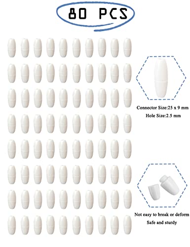 80 Pcs Clasps Beads Plastic Breakaway Clasps Bead Barrel Connectors Nylon Cords And Safety Breakaway Clasps For Necklaces Bracelets Jewelry Diy Craft Making (White) #TOP1
