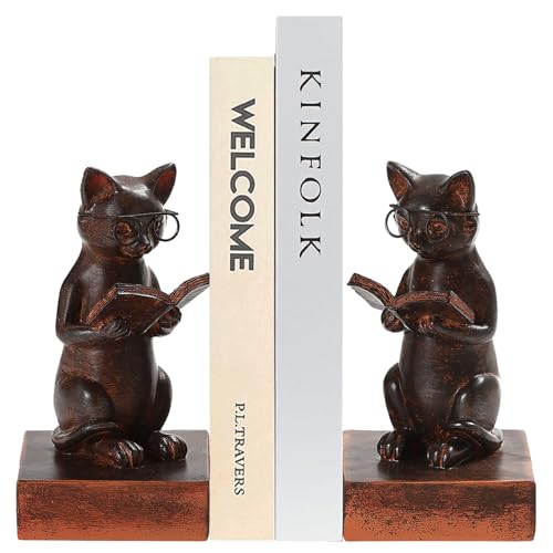 Cat Decorative Bookends Set of 2 Book Ends for Heavy Books