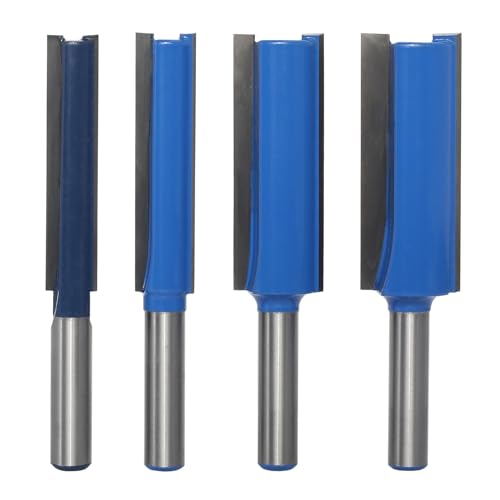 AKYLIN 4 Stück Nutfräser 8mm schaft Doppelflöten Nutfräser Durchmesser 10mm/12mm/18mm/20mm Schnitthöhe 50mm Fräser für Oberfräse Holzfräser Wolframkarbid Hartmetall Fräser für die Holzbearbeitung