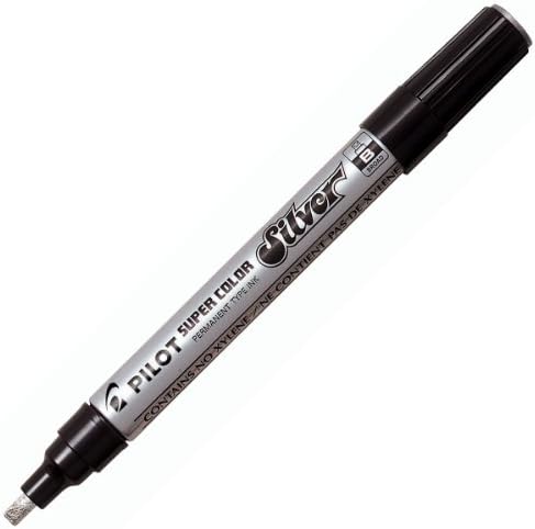 Pilot Super Colour Extra Fine Marker Bullet 1.0 mm Tip - Gold/Silver, Pack of 2
