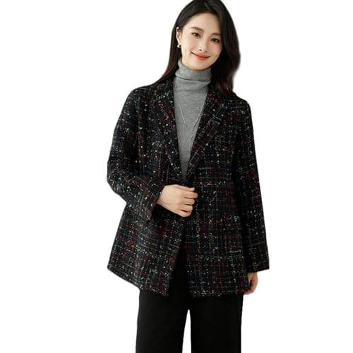 Veste en tweed à carreaux pour femme en cachemire élégant et finitions haute couture