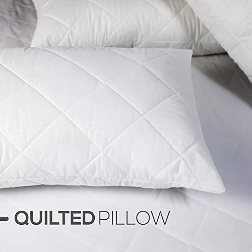 Luxury Waterproof Quilted Pillow Protectors Pillowcases 100% Cotton Zippered Closure Pack of 2 Bed Cover Pillows Encasement Ultra Soft Anti-Allergy Protector