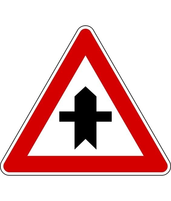 CARTELLO IN LAMIERA SCATOLATA TRIANGOLO lato 90cm - intersezione con diritto di precedenza - SEGNALE CATARIFRAGENTE CLASSE 1 O 2 (a nido d'ape) (CARTELLO CLASSE 1)