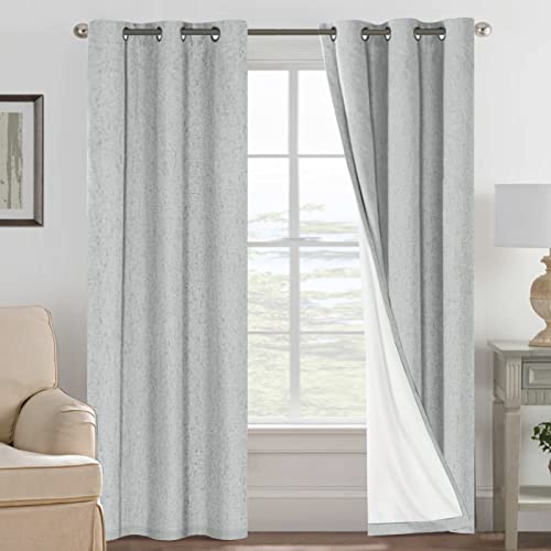 Image of H.VERSAILTEX 100% Blackout Curtains for Bedroom Thermal Insulated Linen Textured Curtains Heat and Full Light Blocking Drapes Living Room Curtains 2 Panel Sets, Glacier Gray, 42x84 Inch